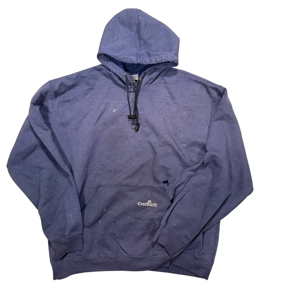 Vintage Carhartt Hoodie‎ 2XLT Navy Pullover Thrashed Distressed Faded 90s Grunge